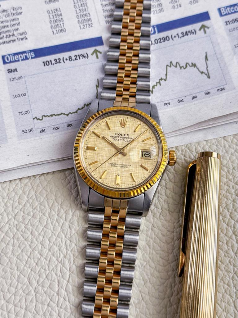 Rolex Datejust 16013 linen dial uit 1984, Ophalen, Zo goed als nieuw, Staal, Rolex