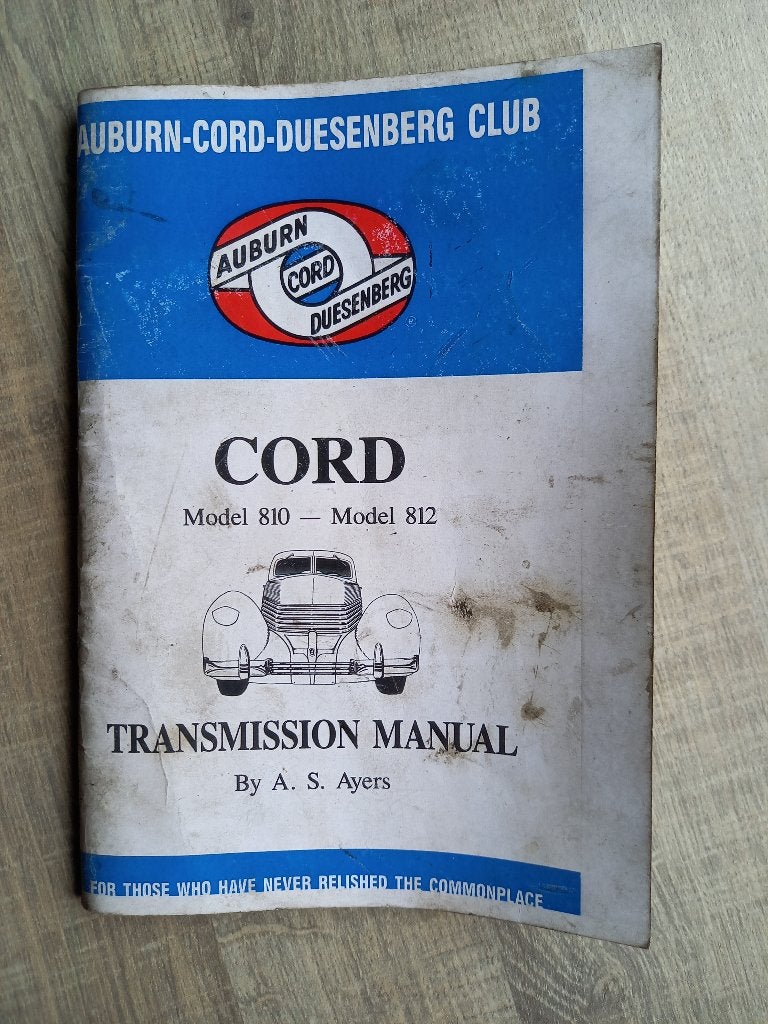 Transmissiehandleiding Cord Model 810 en 812 (A. S. Ayers), Ophalen of Verzenden