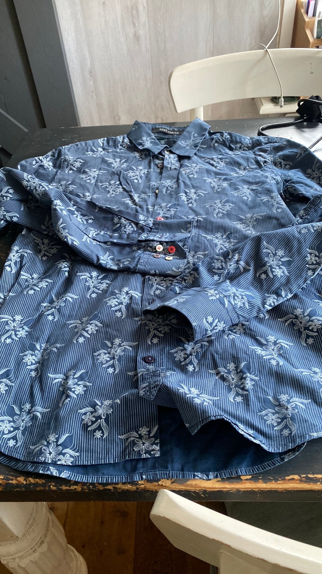 Hans Ubbonk overhemd maat L, Ophalen of Verzenden, Zo goed als nieuw, Blauw, Halswijdte 41/42 (L)