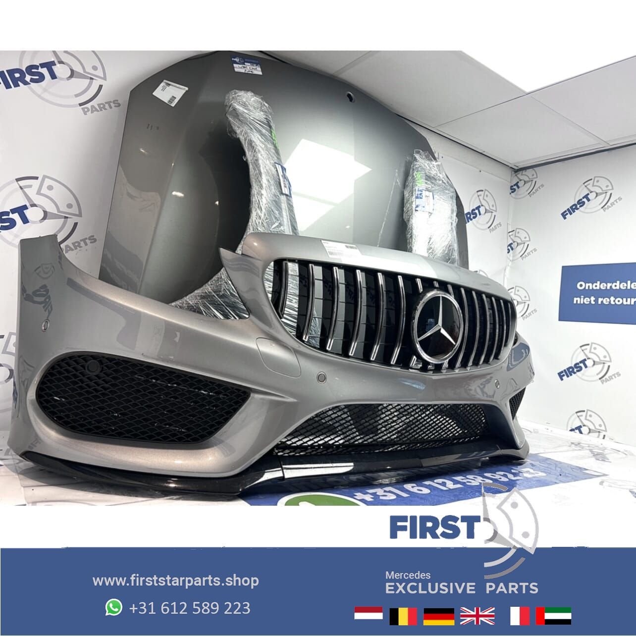 W205 C43 AMG Voorkop Mercedes C Klasse 2014-2019 DONKER GRIJ, Gebruikt, -, Voor, Ophalen of Verzenden