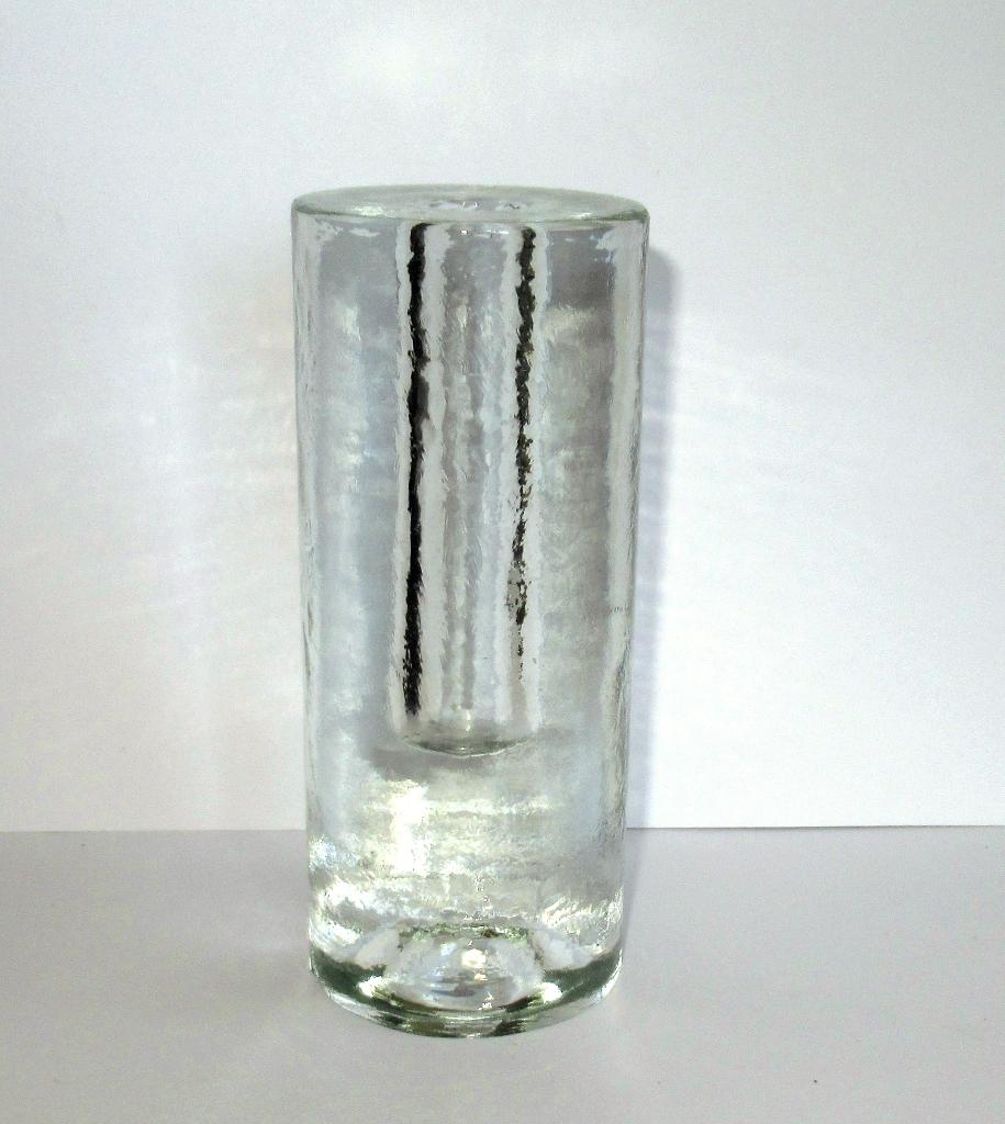 Massief helder art glas - kaarsenhouder., Ophalen of Verzenden