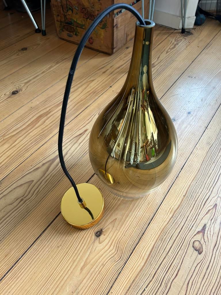 Present time Tafel hang lamp goud glas, Ophalen of Verzenden, Glas, Minder dan 50 cm, Gebruikt