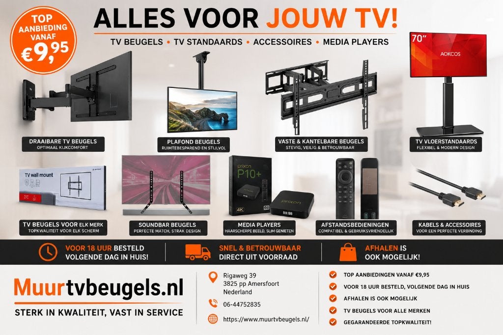 TV Beugel Nodig? Ruime Keuze & Scherpe Prijzen vanaf €9,95!, Ophalen of Verzenden, Nieuw