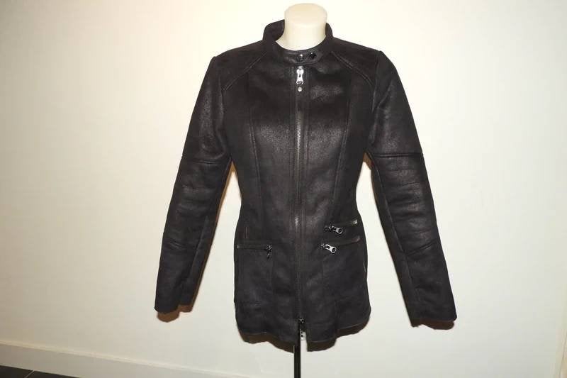 Marccain prachtige lammy look jas zwart stoere uitstraling