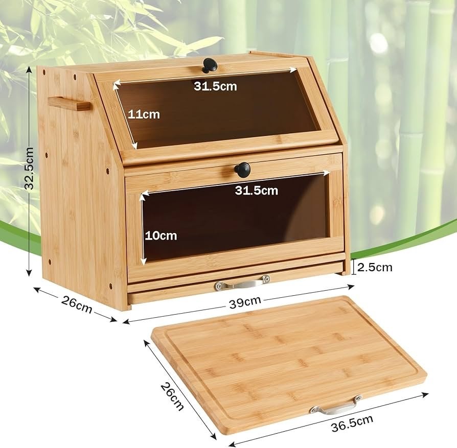 Nieuwe YOUDENOVA Broodtrommel van Bamboe met Snijplank, Huis en Inrichting, Hout, Nieuw, Ophalen of Verzenden, Broodtrommel