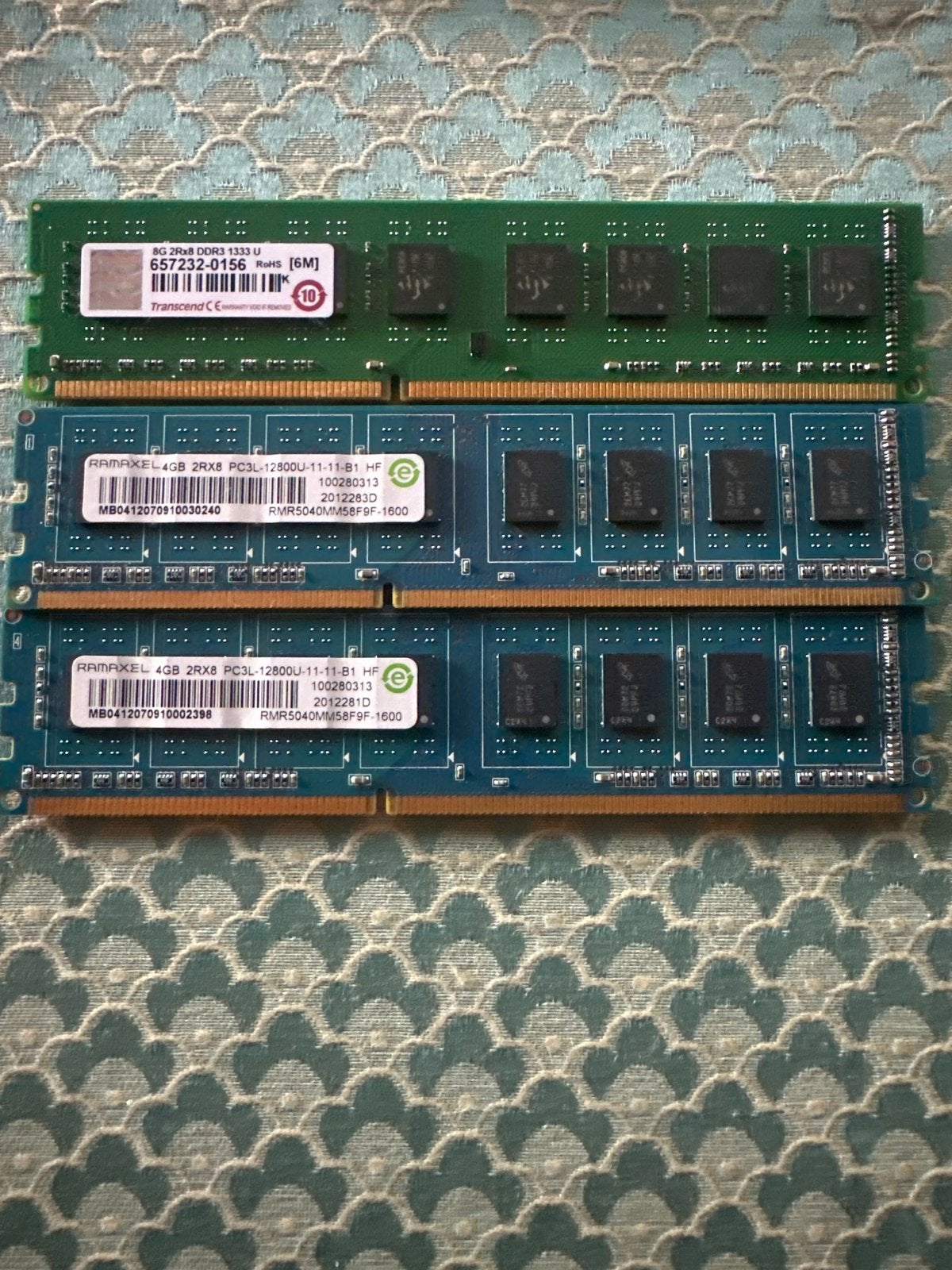 16GB DDR3 desktopgeheugen – 8GB Transcend + 24GB Ramaxel, Computers en Software, Gebruikt, Server, DDR3, Ophalen of Verzenden