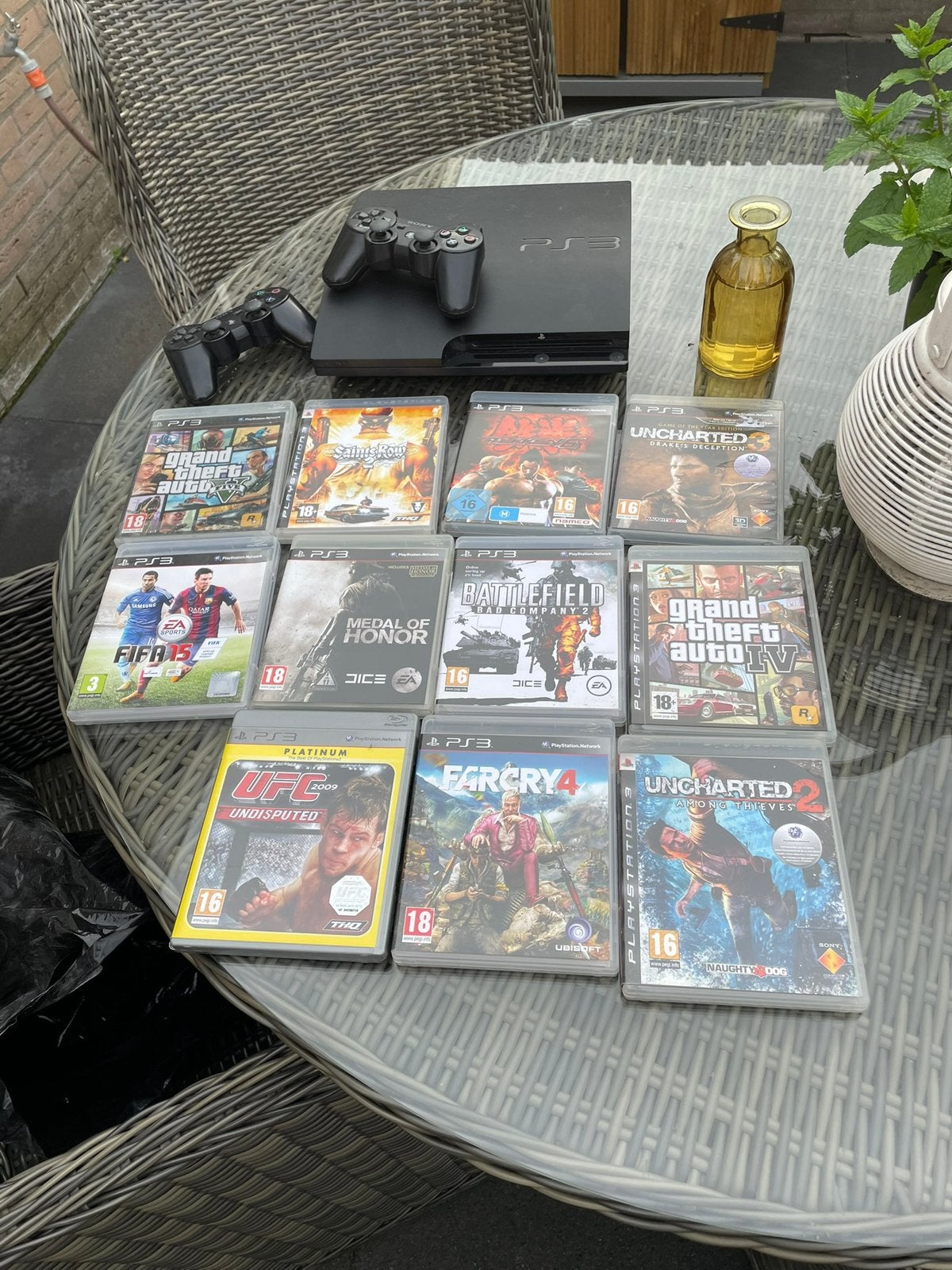Sony PlayStation 3 incl. Spellen, Spelcomputers en Games, Spelcomputers | Sony PlayStation 3, Ophalen, Zo goed als nieuw, Met 2 controllers