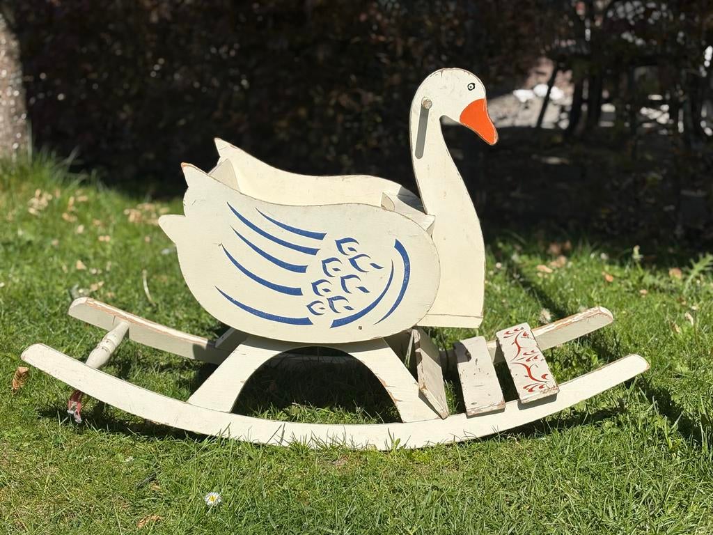 Vintage / Antieke Houten Hobbelzwaan - Decoratie & Plezier, Ophalen, Gebruikt, Jongen of Meisje