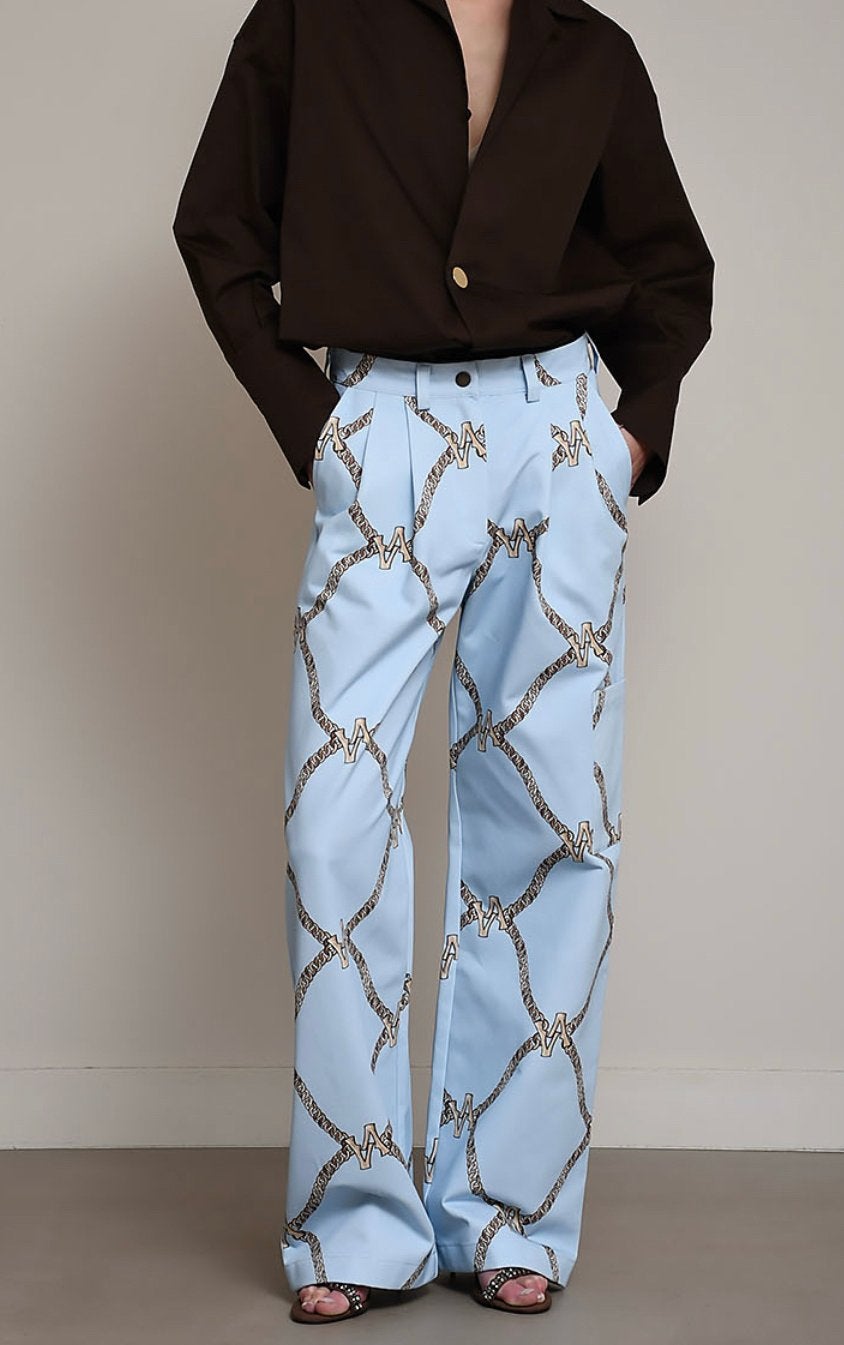AVDW AV Chain Katoenen Broek - Lichtblauw met Kettingprint, Maat 38/40 (M), Blauw, Nieuw, Ophalen of Verzenden