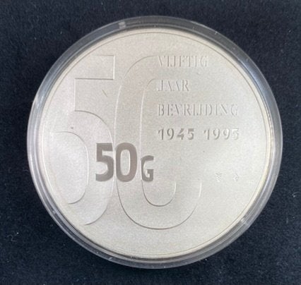 Zilveren 50 Gulden Munt 1995 - 50 Jaar Bevrijding - proof, Postzegels en Munten, Munten | Nederland, Koningin Beatrix, Zilver