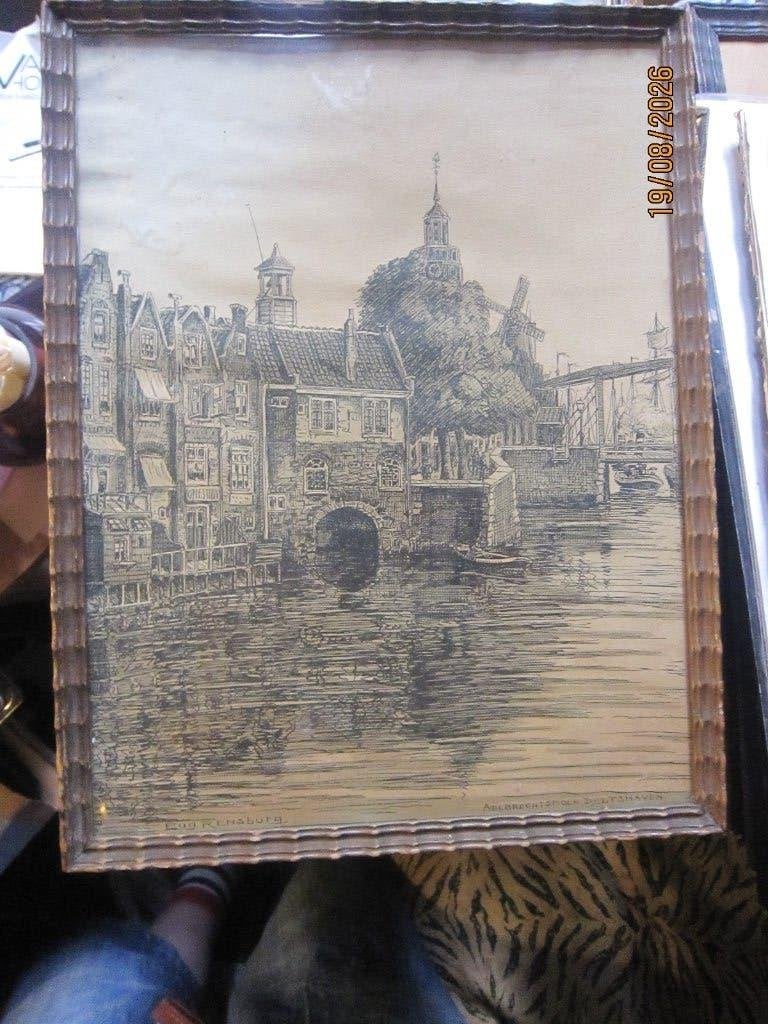 Delfshaven R.dam, Zeer oude tekening van Eugene RENSBURG, Ophalen, Tekening