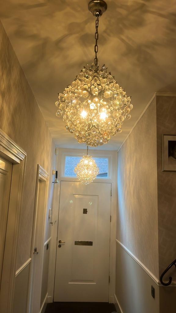 2 Prachtige Markslöjd Rosendal kroonluchters, Huis en Inrichting, Lampen | Kroonluchters, Ophalen, Zo goed als nieuw, Glas, Modern/ klassiek