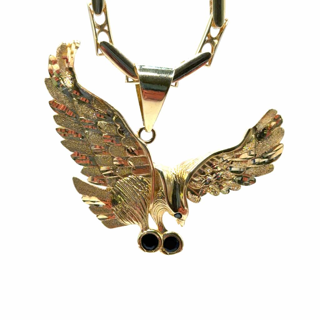 Gouden Adelaar Hanger met Zwarte Stenen