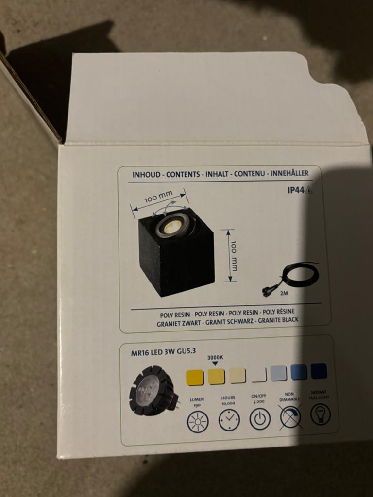 LED Buitenlamp Graniet Zwart - 3W GU5.3 - IP44, Ophalen of Verzenden, Nieuw