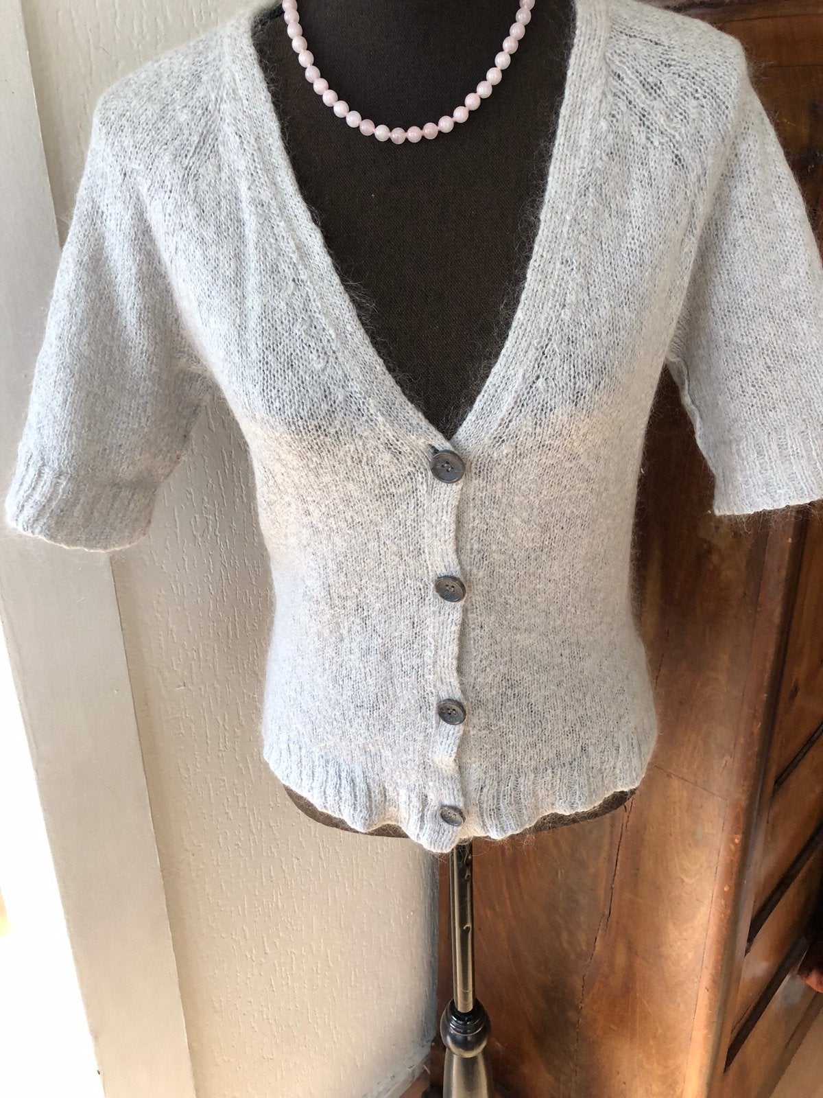American vintage vestje kid mohair M (38), Kleding | Dames, Truien en Vesten, Verzenden, Zo goed als nieuw, Maat 38/40 (M), Grijs