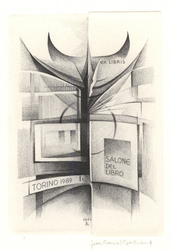 0086 Ex Libris Frankrijk : Jean Marcel Bertrand, 1989, Antiek en Kunst, Verzenden, Ex libris