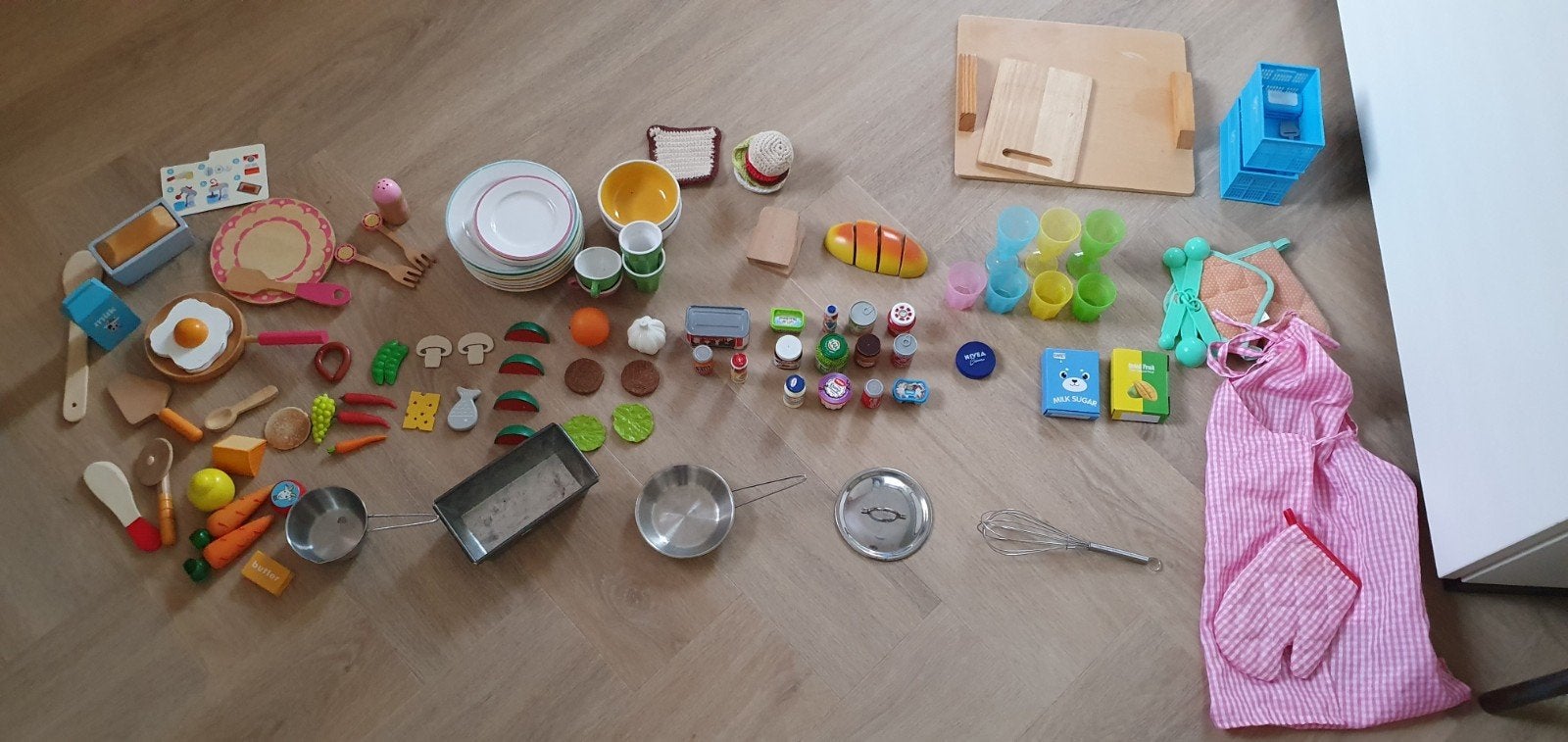 Grote set houten, stenen en kunststof speelgoedkeuken access, Ophalen of Verzenden, Gebruikt, Overige materialen, Speelkeuken-accessoire