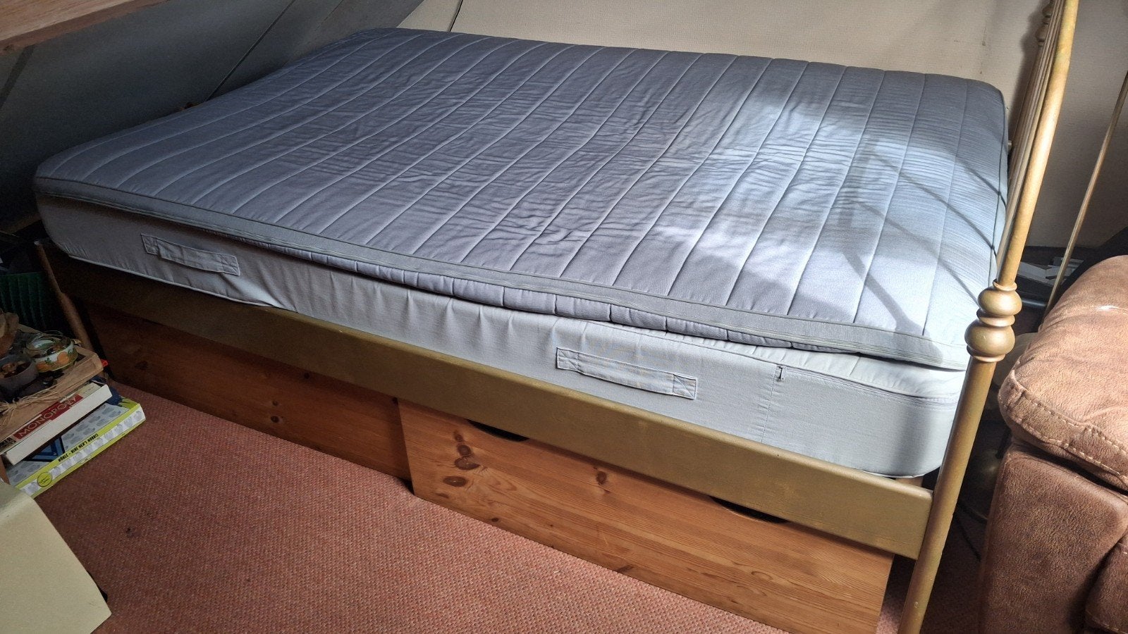 IKEA bed 140x200 met SULTAN matras en  MÅNE lattenbodem, Ophalen, Gebruikt, Overige kleuren, 140 cm