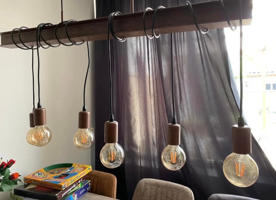 Hanglamp 1 meter breed, Ophalen, Zo goed als nieuw, Bruin