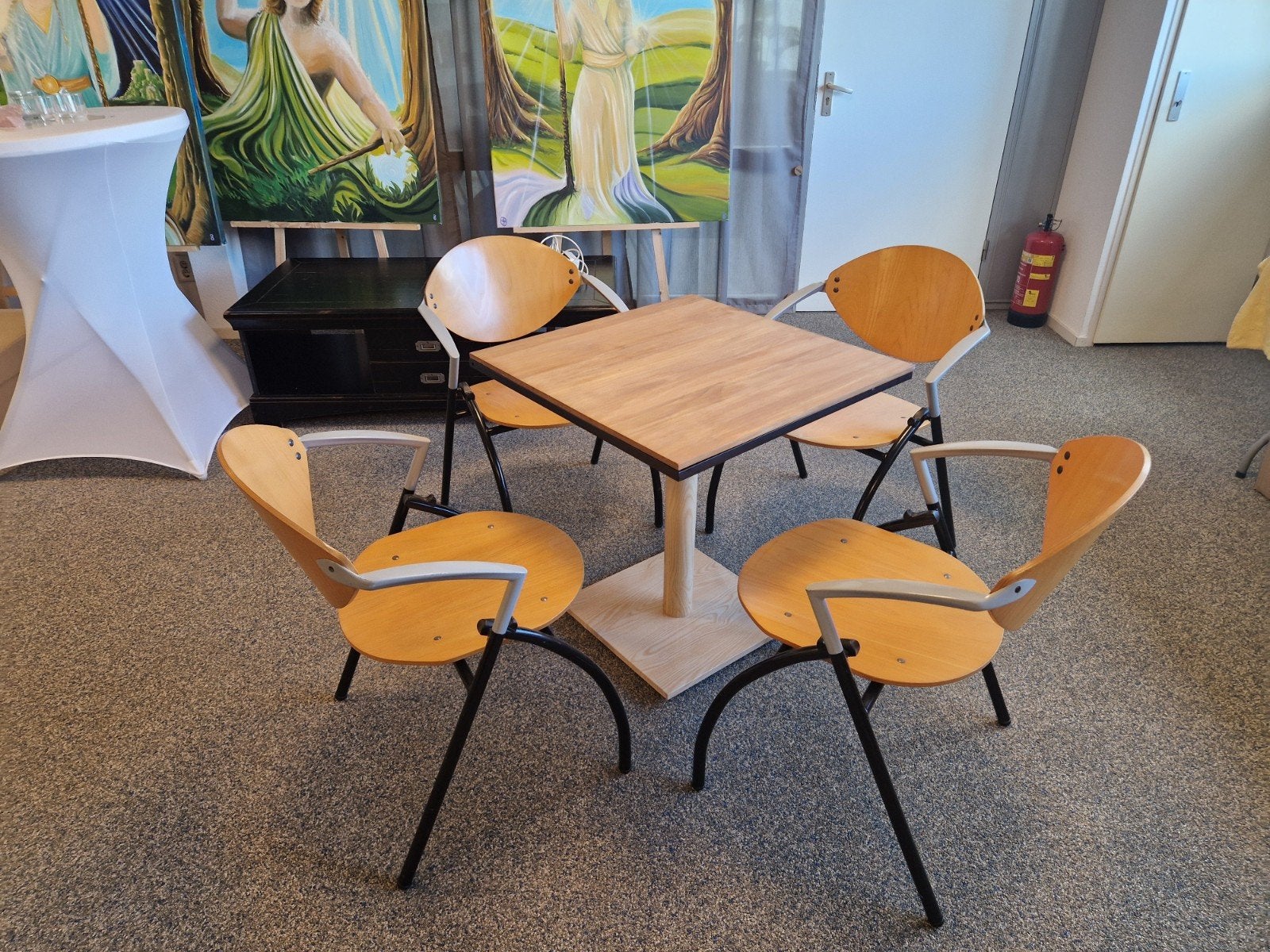 Zware vergader tafel met 4 stoelen, Ophalen, Gebruikt, Rechthoekig, 50 tot 100 cm