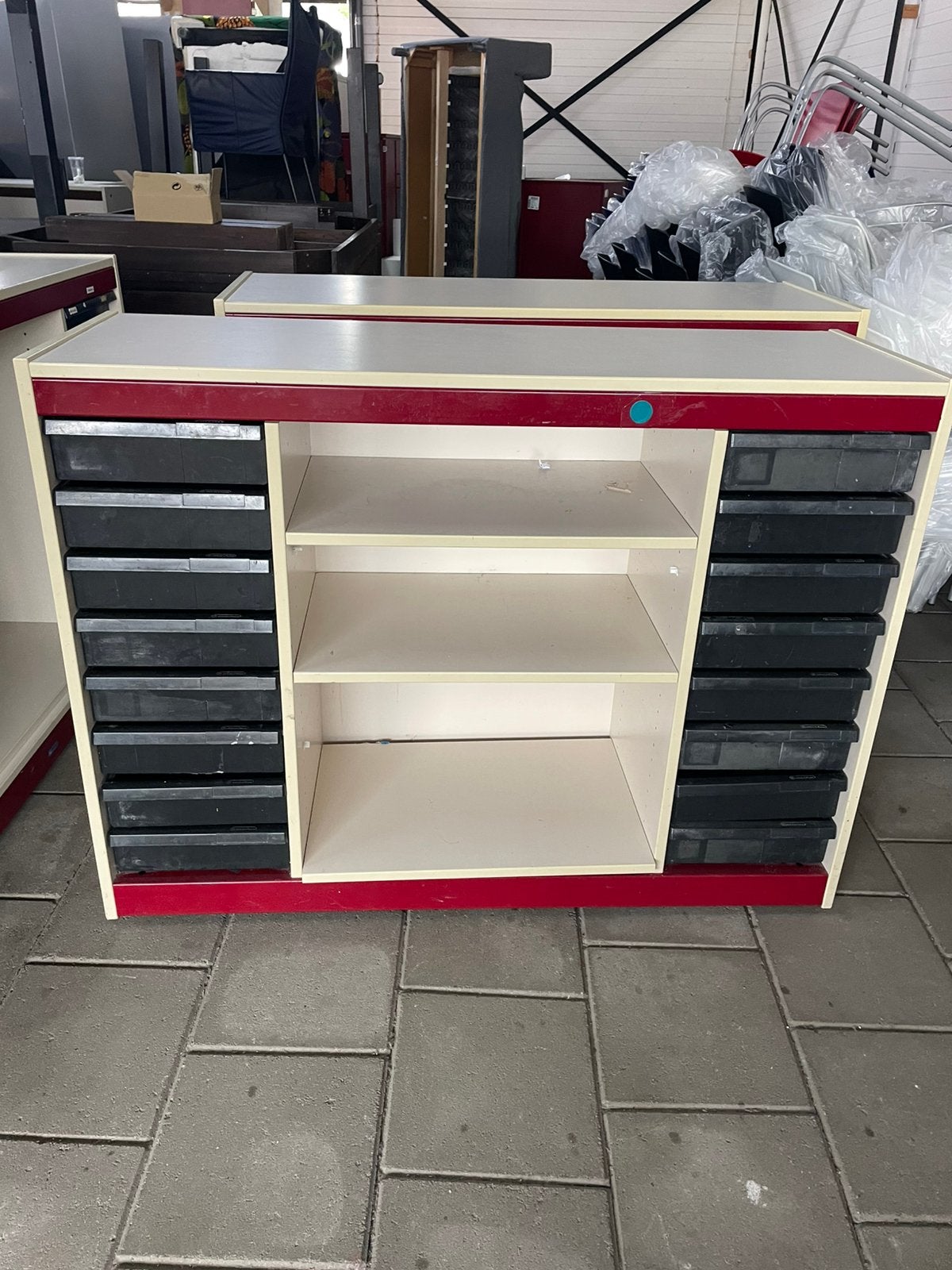 Lage Schoolkast / Vakkenkast met Laden en Planken, Ophalen, Gebruikt, X, X