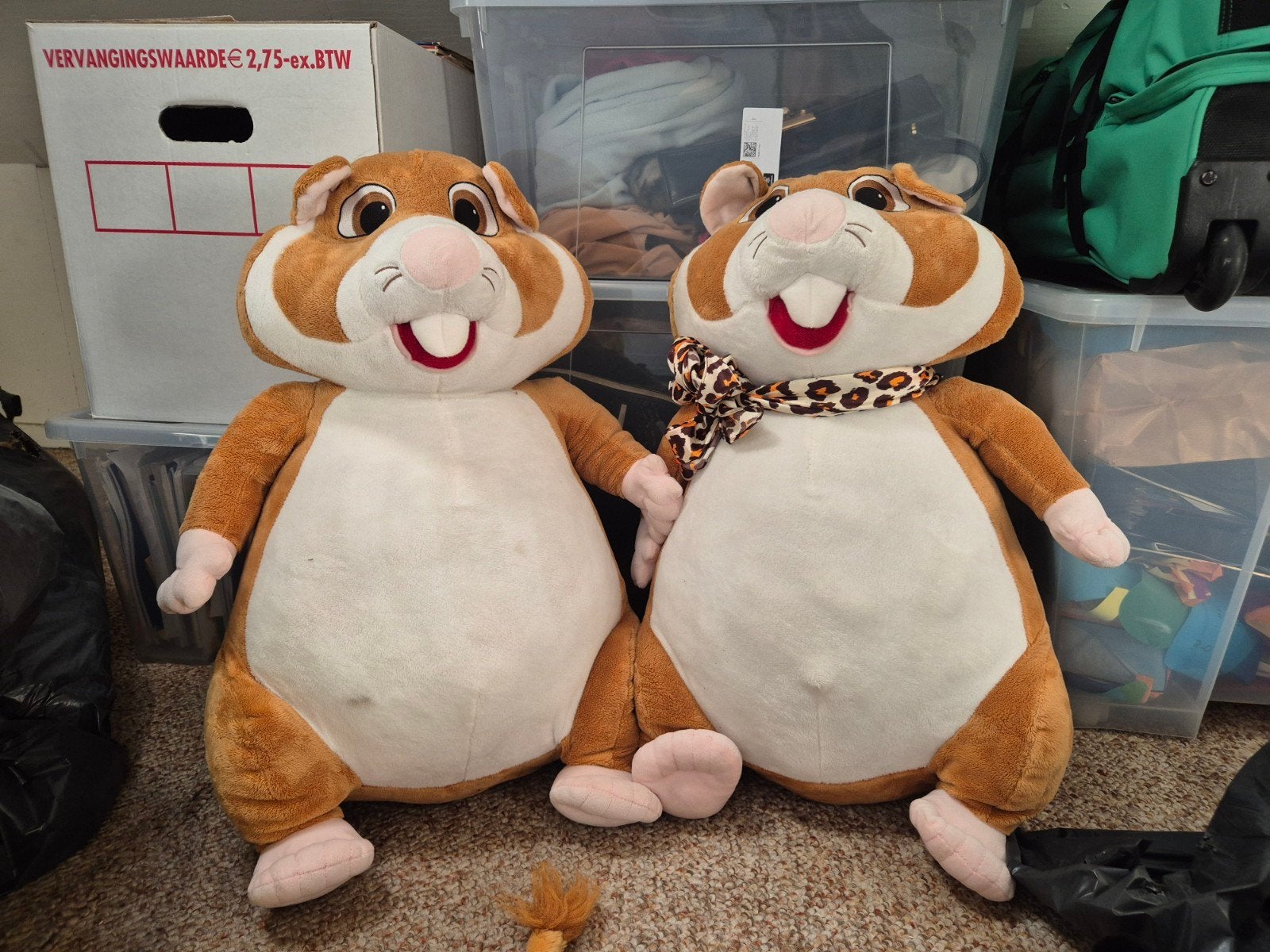 Twee Albert Heijn XL hamster knuffels (stelletje), Albert Heijn, Hamster, Ophalen of Verzenden, Zo goed als nieuw