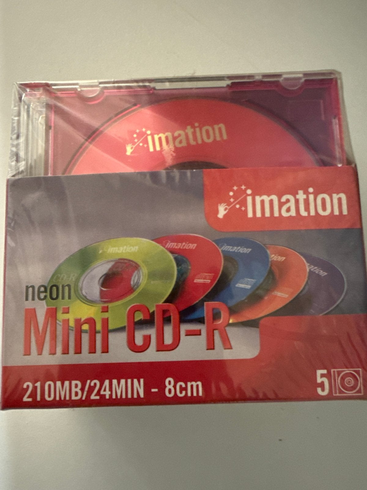 5x Imation Mini CD-R Neon 210MB/24MIN - Nieuw in verpakking, Ophalen of Verzenden, Nieuw, Cd