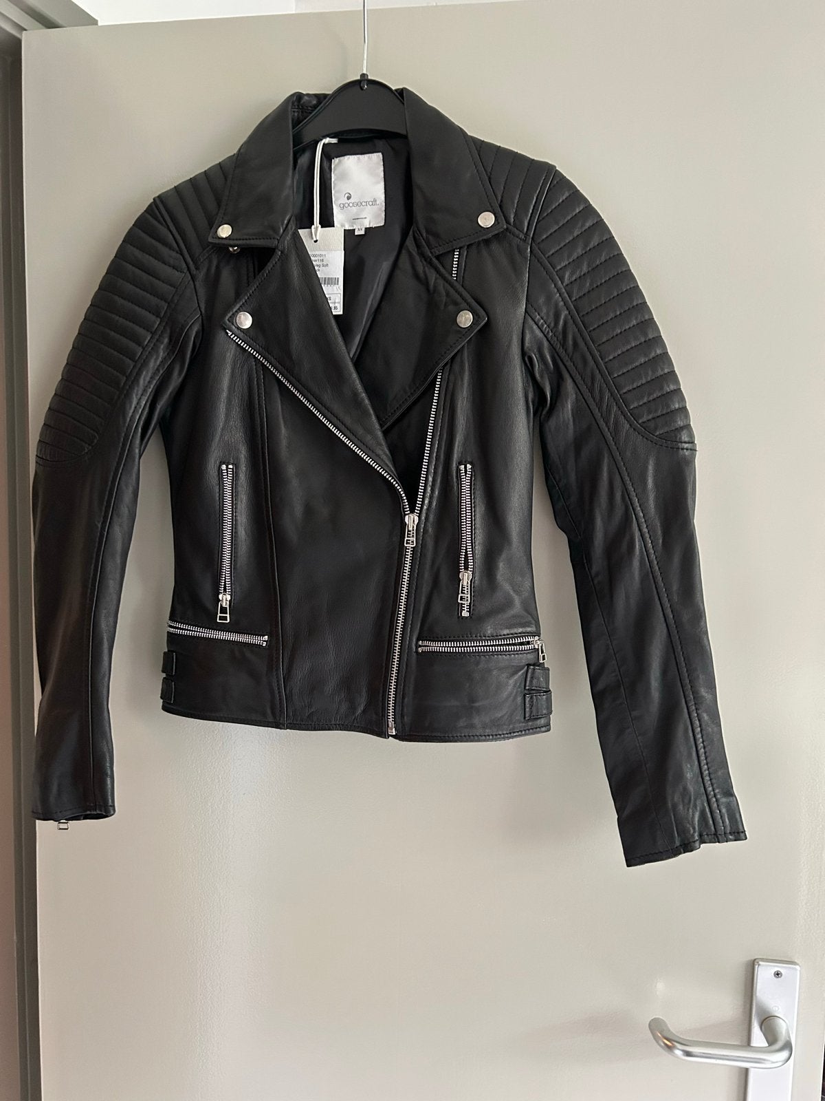 Goosecraft Leren Bikerjack Zwart - Nieuw met labels, Kleding | Dames, Jassen | Winter, Ophalen of Verzenden, Nieuw, Maat 34 (XS) of kleiner