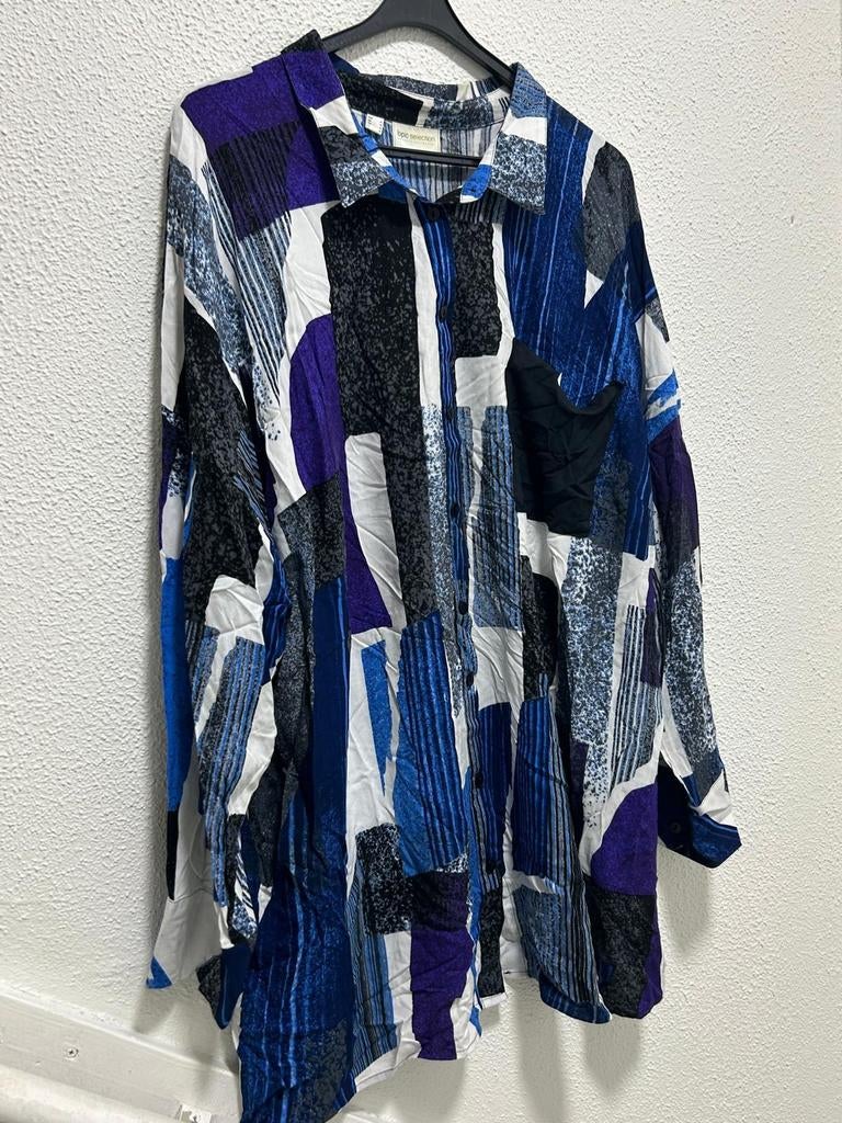 Bonprix bpc selection blouse  abstract blauw/paars - maat 5, Bonprix, Blauw, Maat 46/48 (XL) of groter, Ophalen of Verzenden