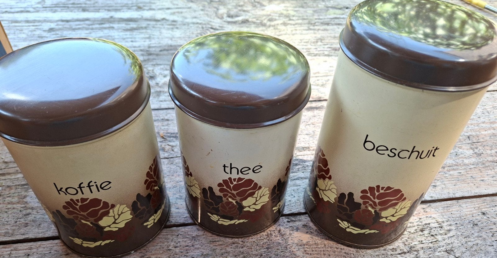 Voorraadblikken koffie, thee en beschuit., Antiek en Kunst, Antiek | Woonaccessoires, Ophalen of Verzenden