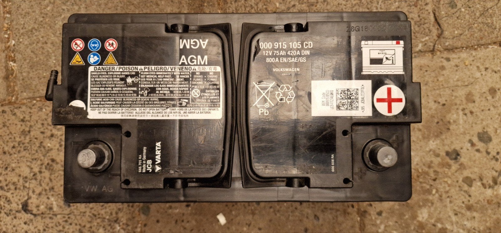 4 AGM Start-Stop Accu's 12V 75Ah 800A, Ophalen, Gebruikt, BMW