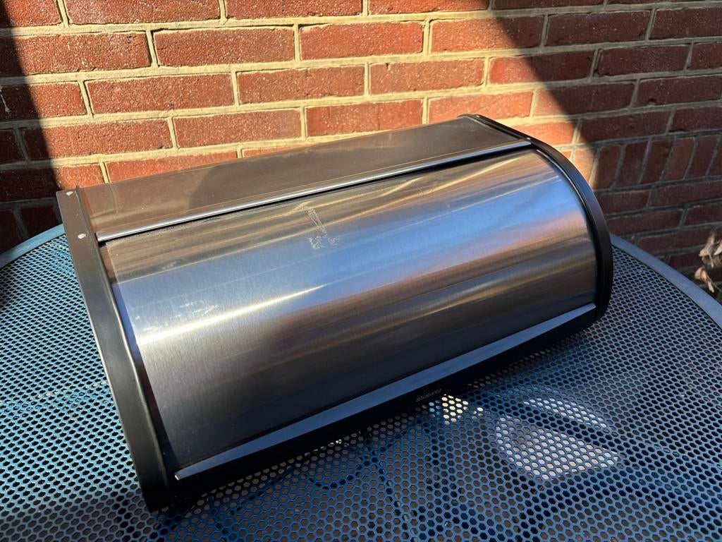 Brabantia Broodtrommel met Schuifdeksel, Zilver, Ophalen of Verzenden, Zo goed als nieuw, Metaal