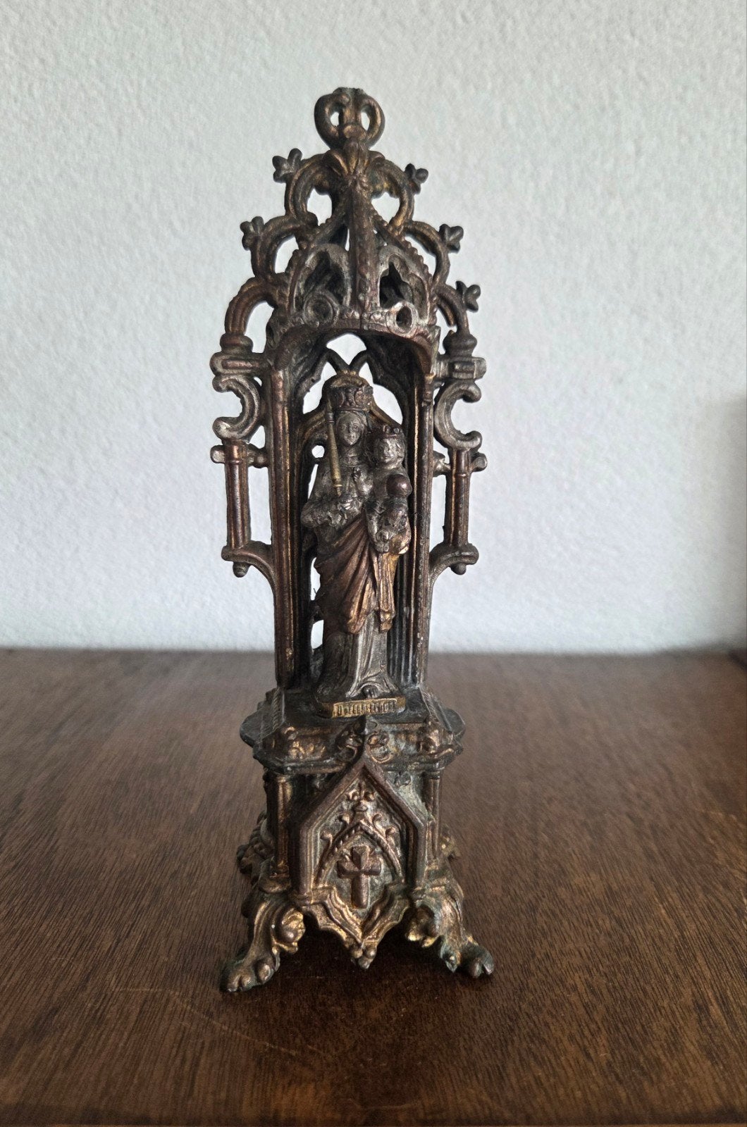 Antiek Frans Neogotisch spelter altaarbeeldje, Ophalen of Verzenden