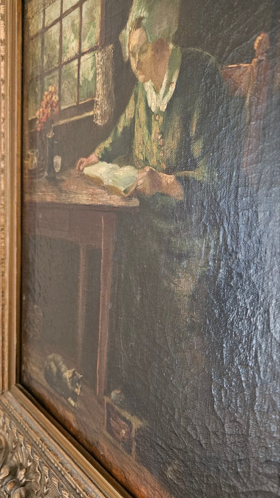 Jozef Israëls - Interieur met lezende vrouw en kat (ftm), Ophalen