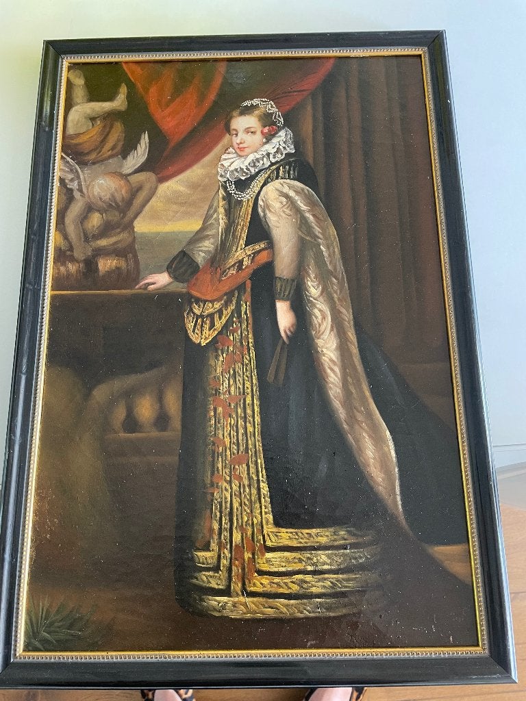 Mooie Schilderij vrouw klassiek met prachtige lijst, Antiek en Kunst, Kunst | Schilderijen | Klassiek, Ophalen