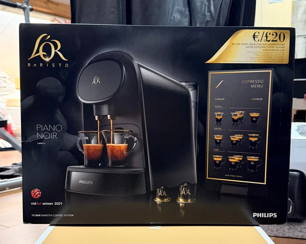 gloednieuwe Philips L’OR Barista koffiemachine (Piano Noir), 10 kopjes of meer, Ophalen of Verzenden, Zo goed als nieuw, Koffiemachine