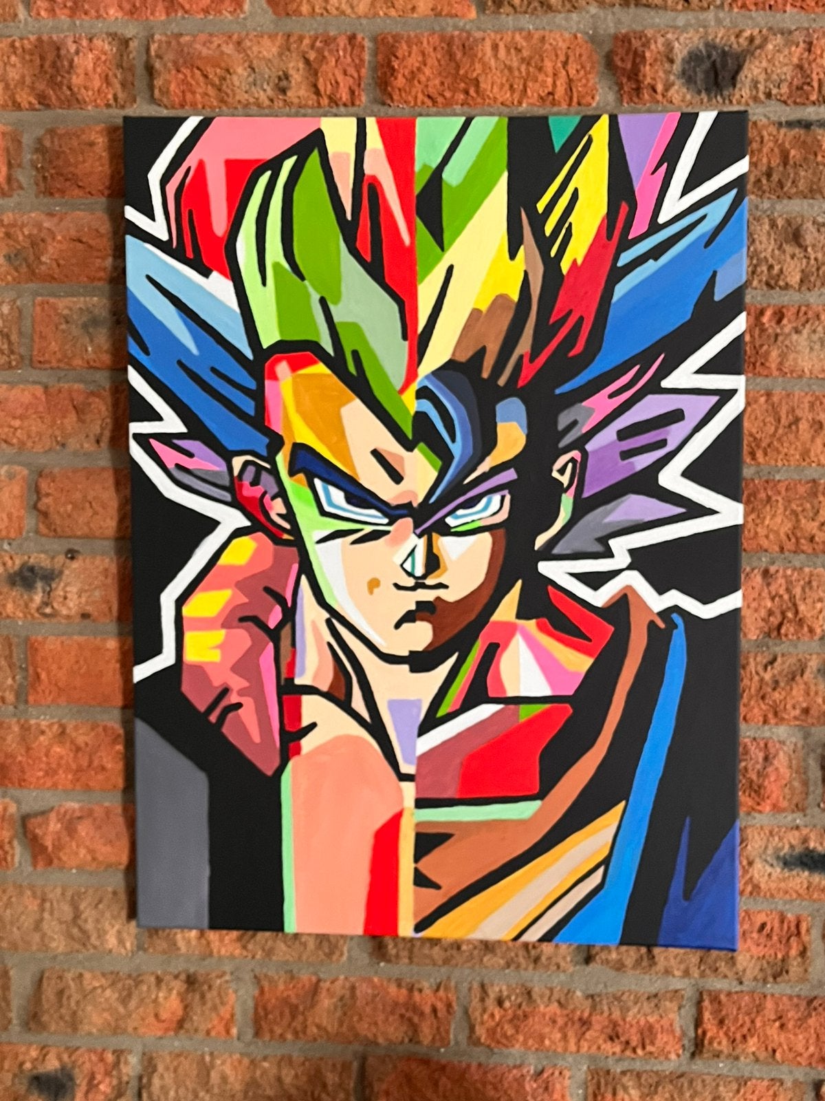 Gogeta Pop Art 58x77cm, Antiek en Kunst, Kunst | Schilderijen | Modern, Acrylverf, Stripfiguren/cartoons, Textiel, Gelakt/vernis