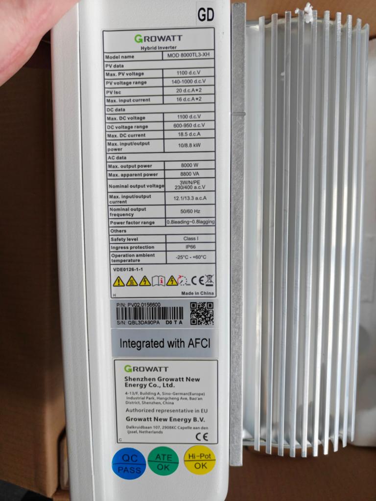 Growatt MOD 8000TL3-XH 3-fasen 8kW zonnepanelen omvormer, Ophalen, Zo goed als nieuw, Overige typen