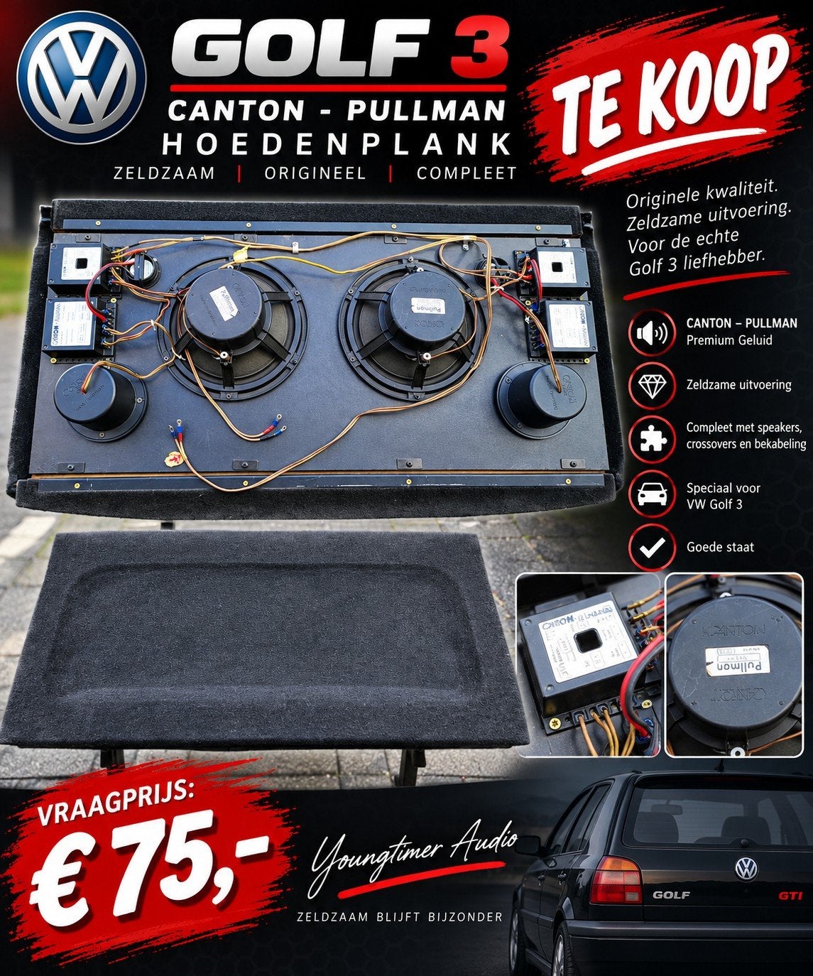MDF VW GOLF 3 Canton - Pullman hoedenplank, Auto diversen, Ophalen of Verzenden