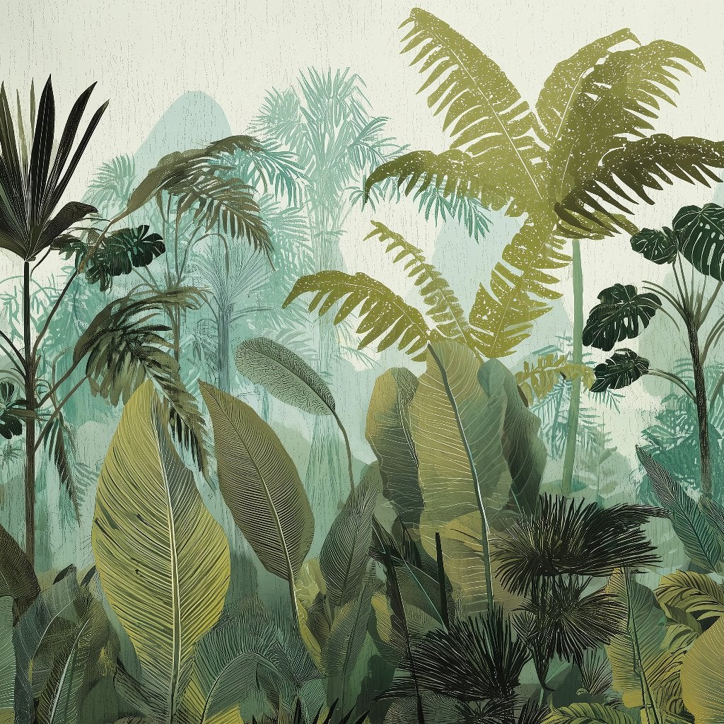 Jungle fotobehang Urban Jungle Escape, Ook op maat, Verzenden, Fotobehang