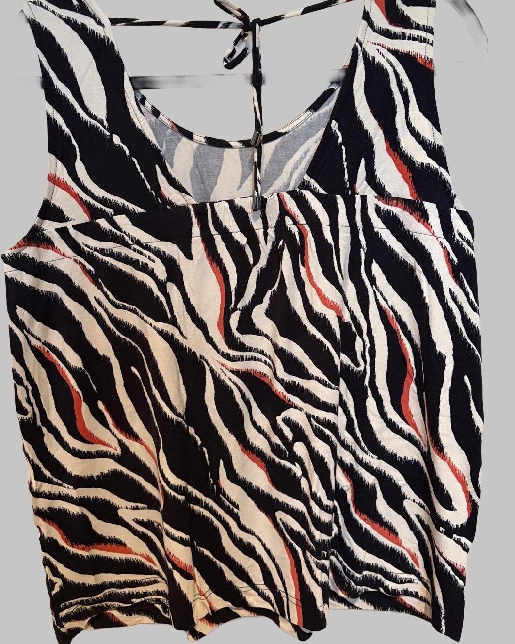 Zebraprint Top Zonder Mouw - Zwart, Wit & Rood, Kleding | Dames, Tops, Maat 42/44 (L), Zo goed als nieuw, Zonder mouw, Meerkleurig