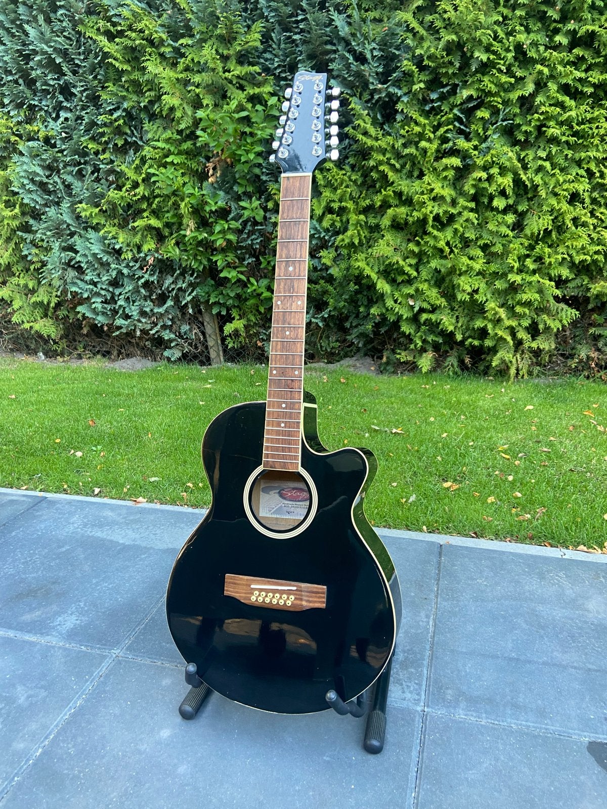 Stagg 12-snarige Semi-akoestische Gitaar Zwart, Ophalen, Gebruikt, Western- of Steelstringgitaar, 12-snarig