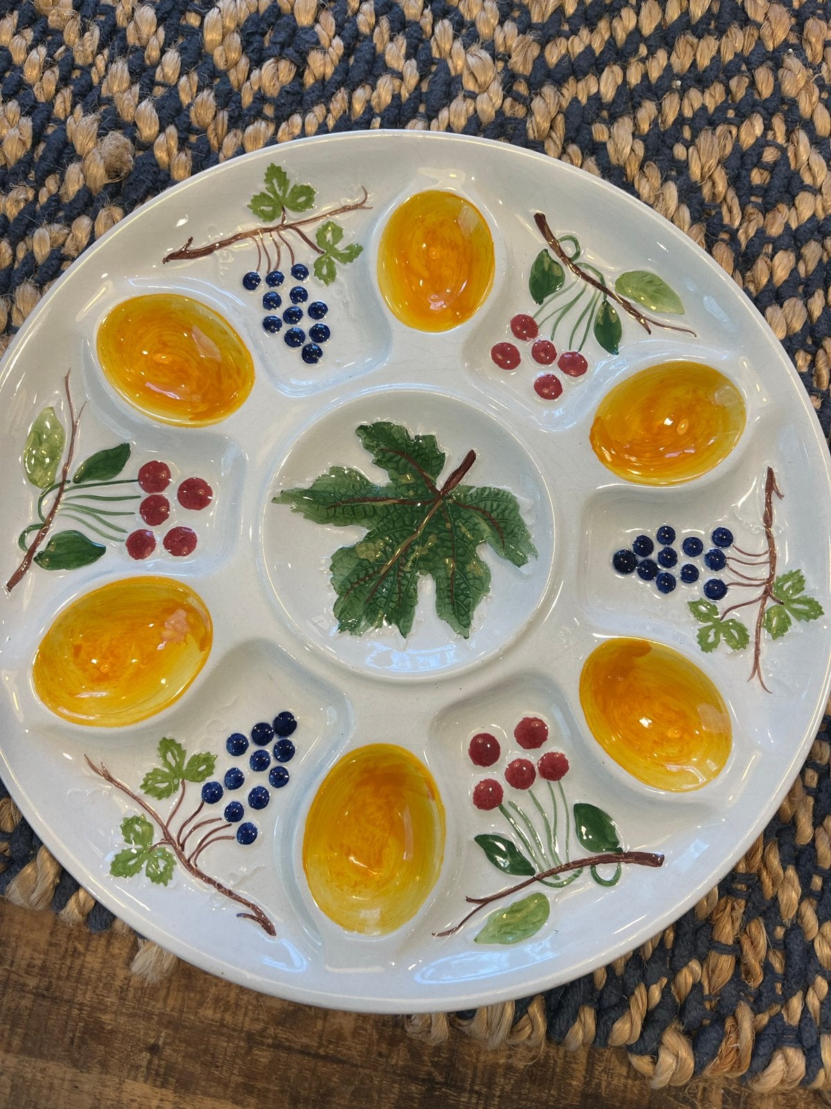 Vintage Italiaans Oesterschaal/Serveerschaal met Fruitdecor, Ophalen