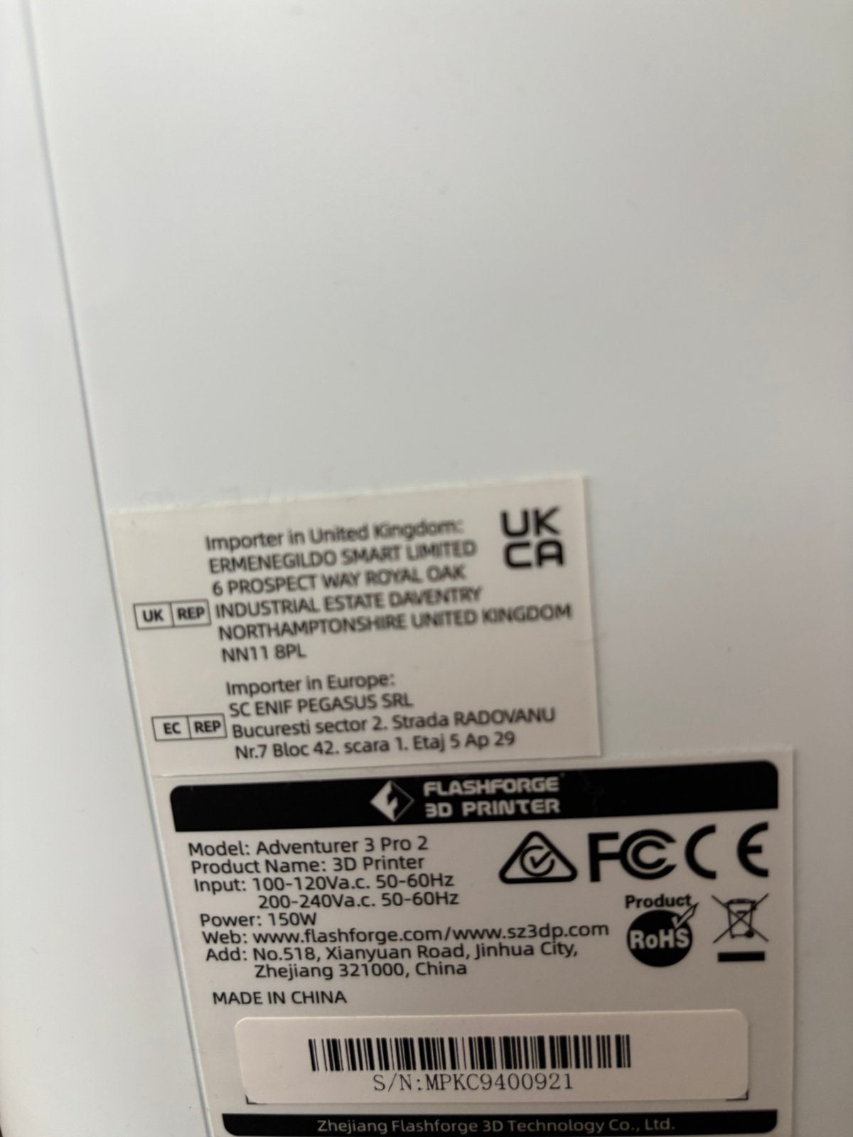 Flashforge Adventurer 3 Pro 2 3D Printers + Filament, Ophalen of Verzenden, Gebruikt