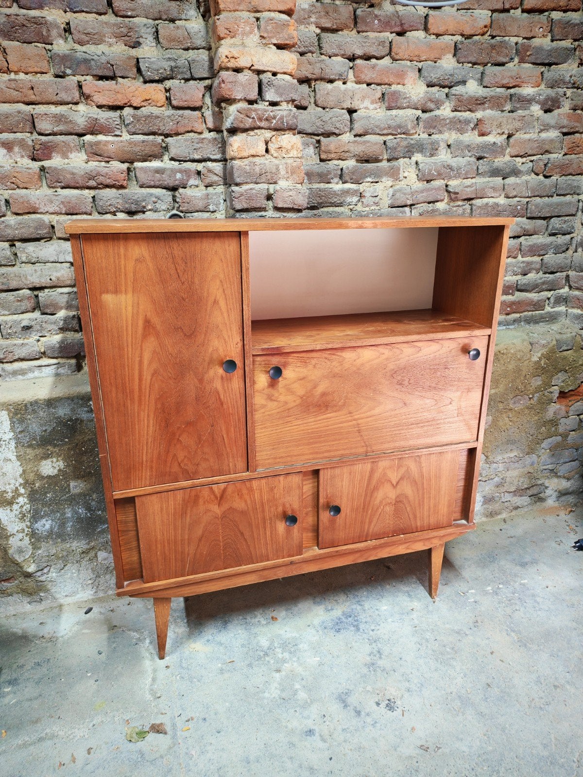 Deens Mid-Century Kast - Vintage Opbergmeubel, Huis en Inrichting, Ophalen, Gebruikt, 100 tot 150 cm, Met deur(en)