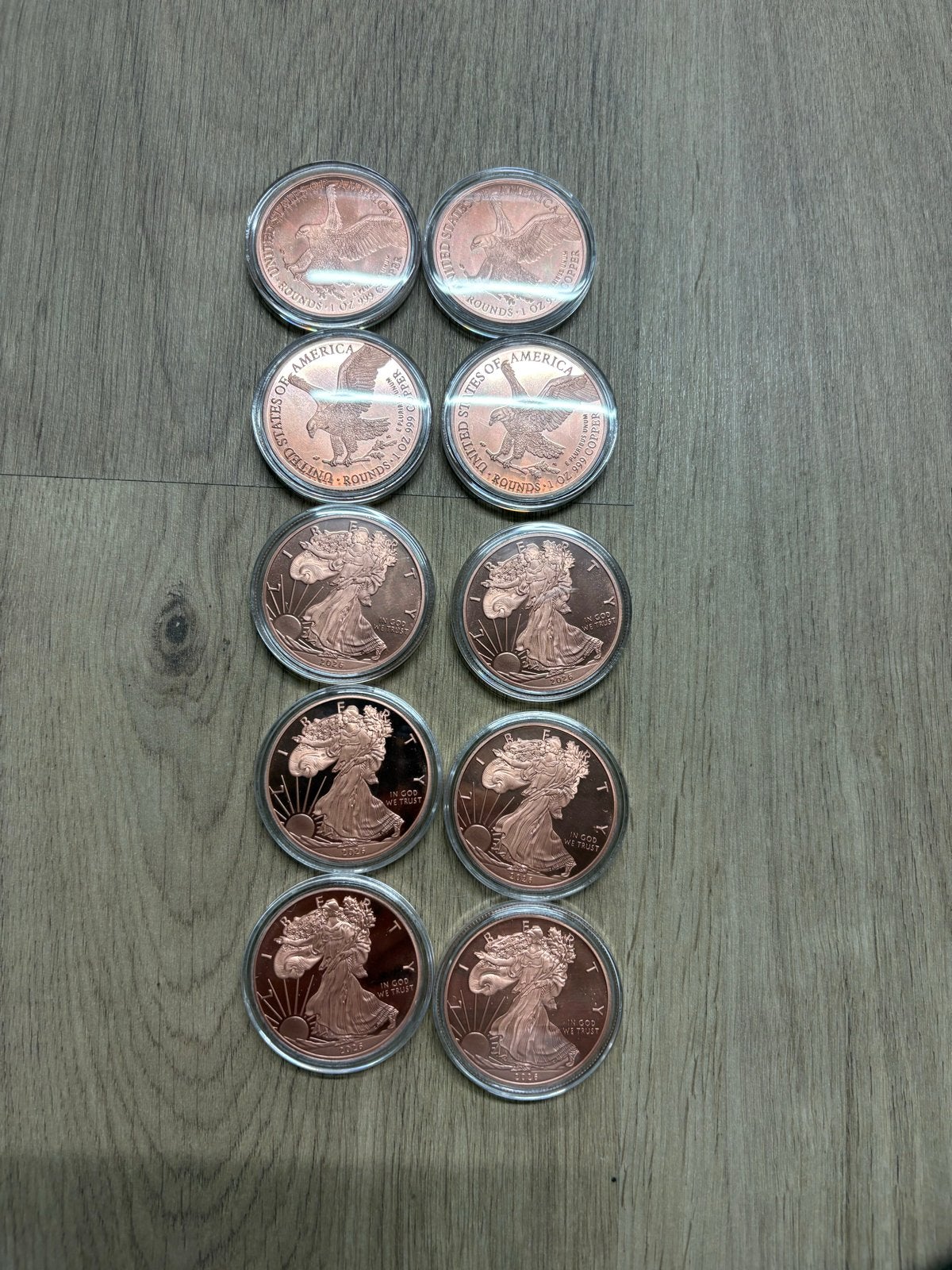 10x Kopere Munten - American Eagle Design, Postzegels en Munten, Ophalen of Verzenden, Setje