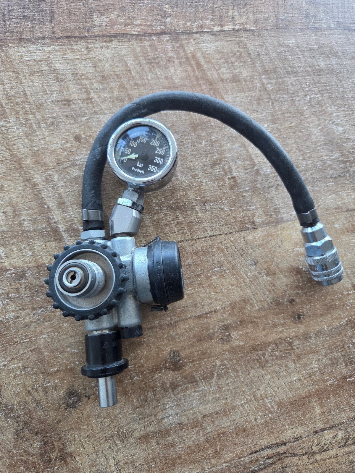 Duikflesadapter met manometer, Watersport en Boten, Ophalen of Verzenden, Gebruikt