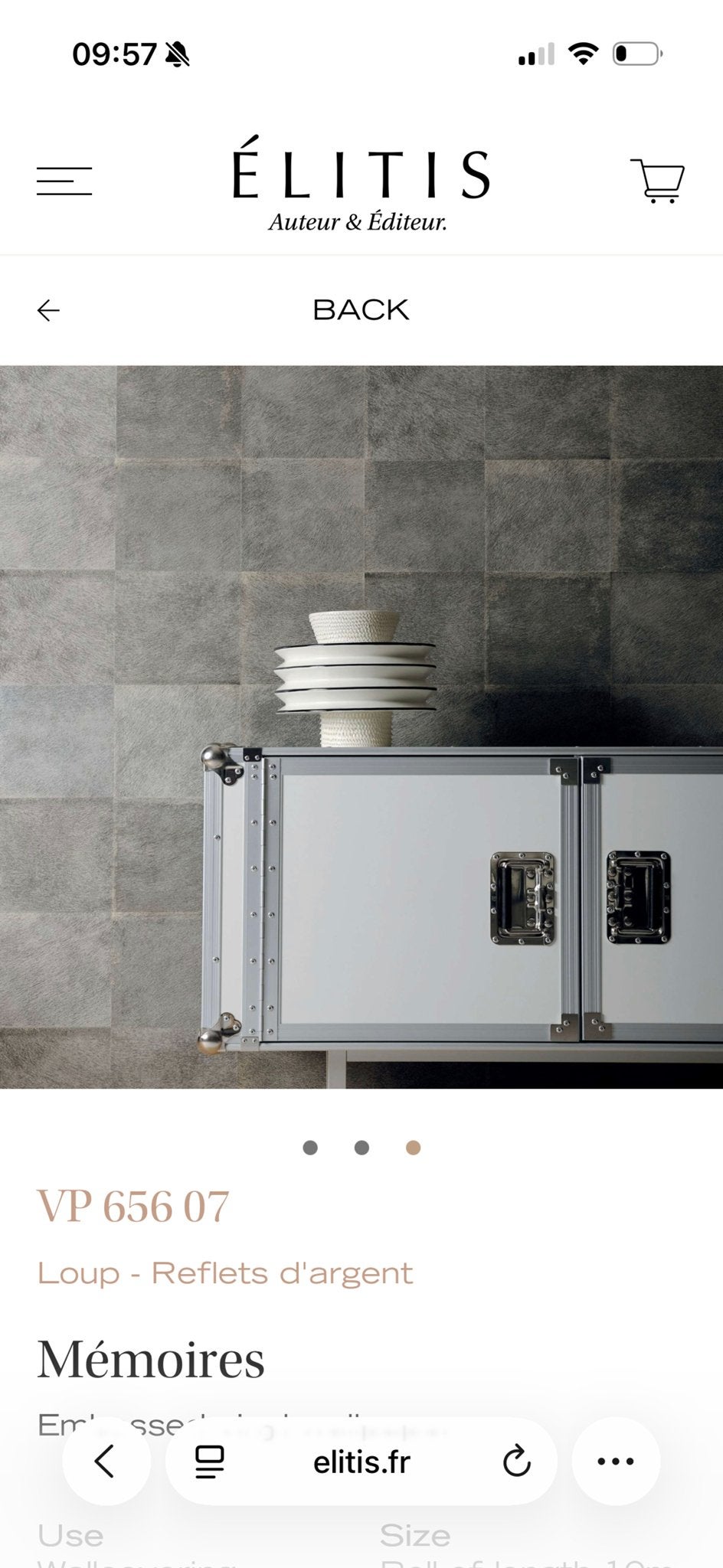 Elitis Mémoires Loup VP656 07 Behang - Restant, Huis en Inrichting, Stoffering | Behang, Ophalen, Materiaallook, Modern, Grijs