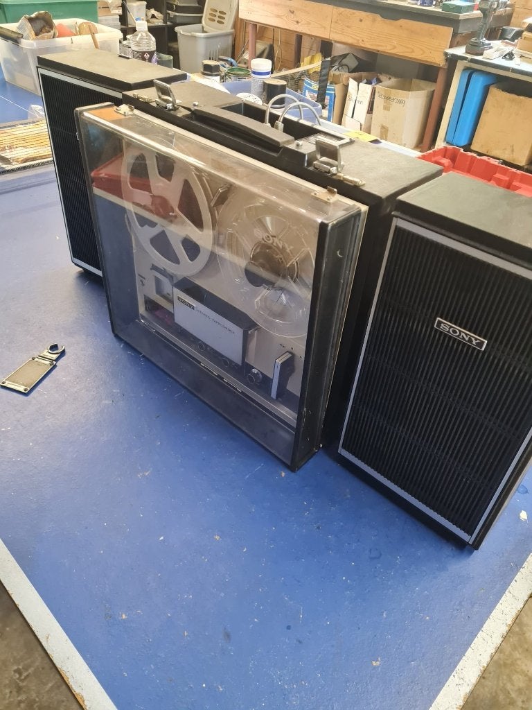 Vintage Sony Stereo Bandrecorder met speakers, Ophalen, Bandrecorder, Met banden