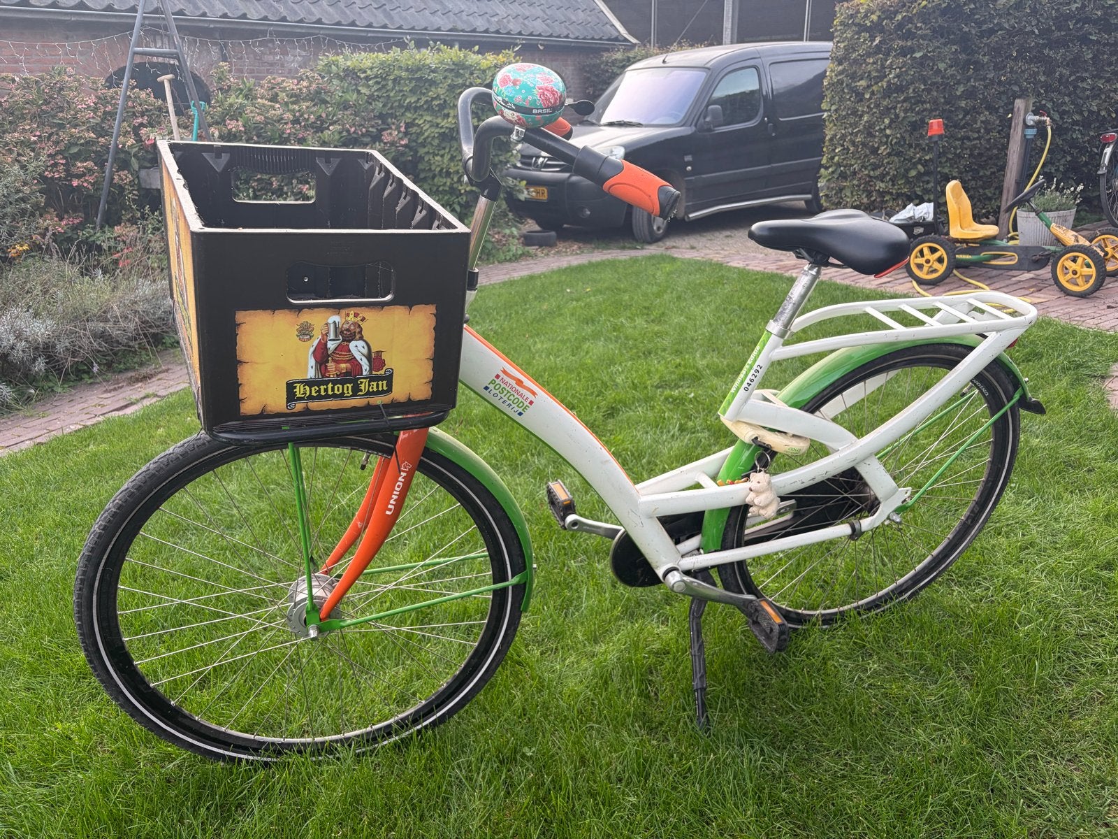 Transportfiets met krat - postcodeloterij, Fietsen en Brommers, Terugtraprem, Ophalen, Overige merken, 53 tot 56 cm